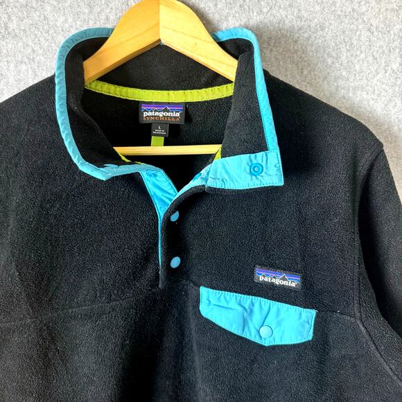 PATAGONIA Women's BLACK FLEECE Snap Collar SYNCHILLA SNAP-T Pullover JACKET L - Picture 3 of 10